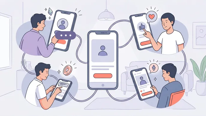 Rede de usuários reais usando celulares para seguir, curtir e interagir em troca de recompensas