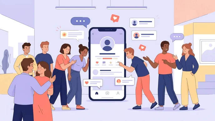 Pessoas avaliando um perfil em destaque no celular, representando prova social e indicações reais